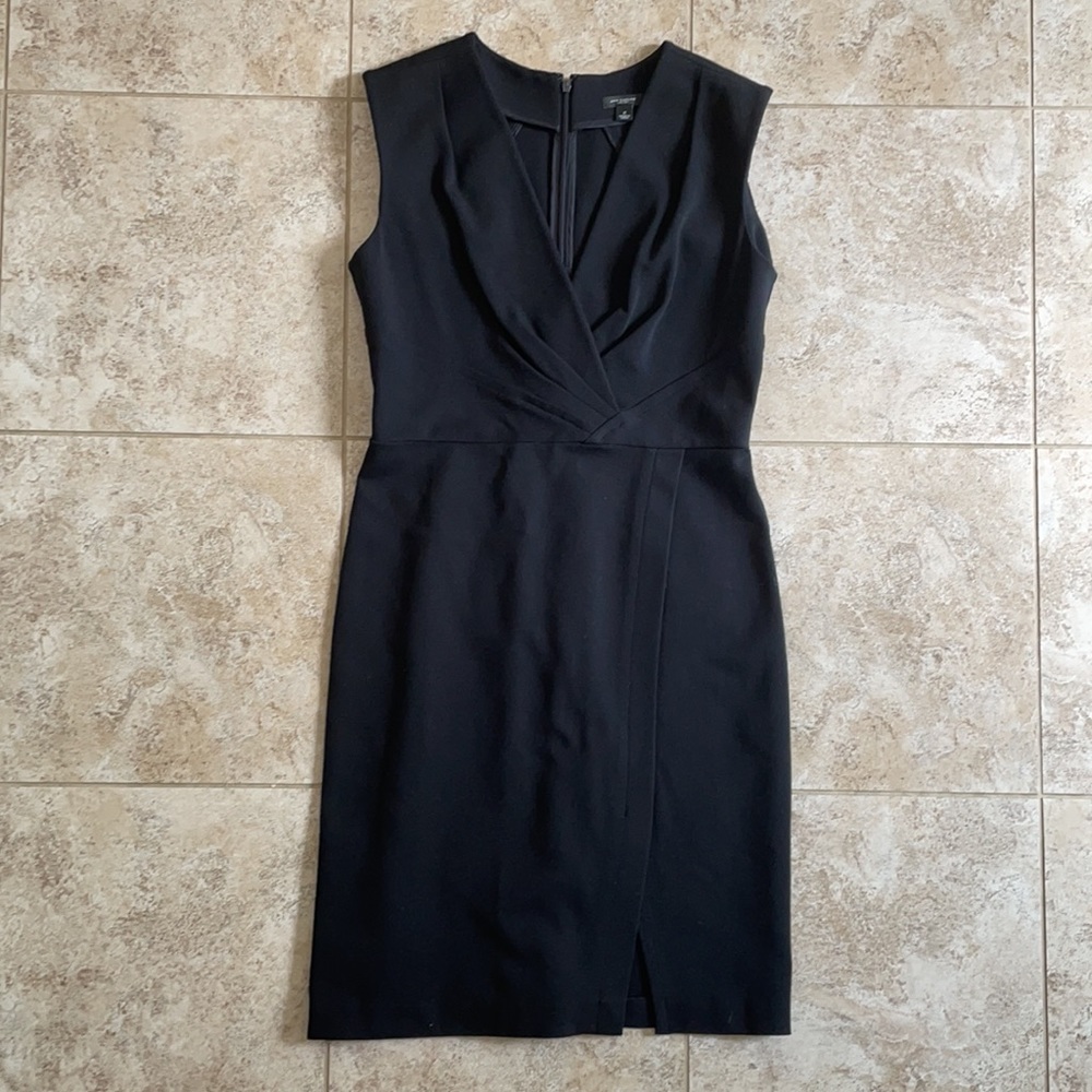 Ann Taylor Black Dress Faux Wrap Style EUC